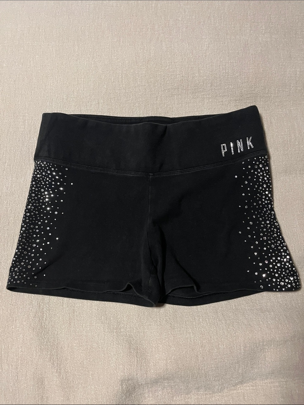 PINK Victoria's Secret Black Rhinestone Bike Shorts